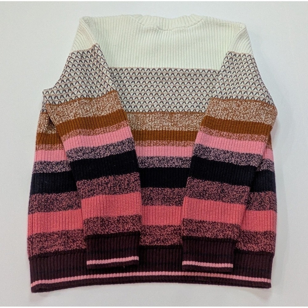 Talbots Sweater Womens XLP Multi-Color Striped Elbow Patch Knit Pullover - Picture 5 of 7